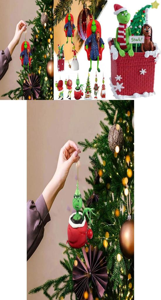Cartoon Style Green Monster Christmas Tree Hanging Ornament For Home And Car