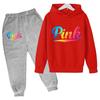 Kids Hoodie Pink Letters Print Coat Boy Girl Toddler 3-12 Years Charming Casual Clothing Top+Pants 2P Leisure Sports Fashion Set