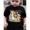 European Sizes Summer Boys' Fashion Short-Sleeve T-Shirt with Jungle Animal Themed Cartoon Prints: Giraffe, Lion, Elephant, Monkey, Koala