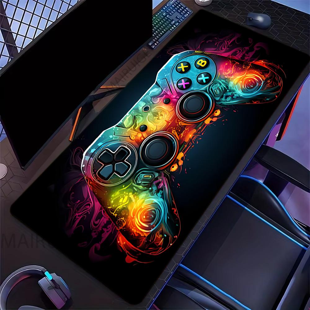 Gamepad Design Mouse Pad Large Computer Office Game Table Mat Hd Xxl Rubber AntiSlip Stitched Edge Keyboard Mats Long Desk Pads
