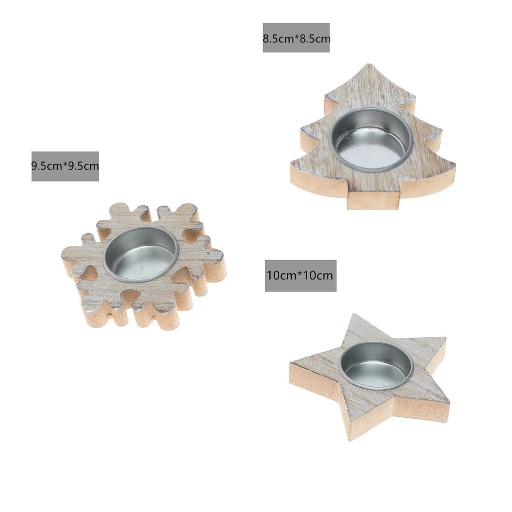 Wooden Xmas Snowflake Candlestick Christmas Tree Shape Candle Holder for Home Decoration 2025 Navidad Kerst Noel New Year Decor