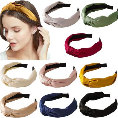 Beliebtes einfarbiges Satin-Stirnband Schlichtes geknotetes Stirnband Damen Temperament Klein Frische Haar-Accessoires