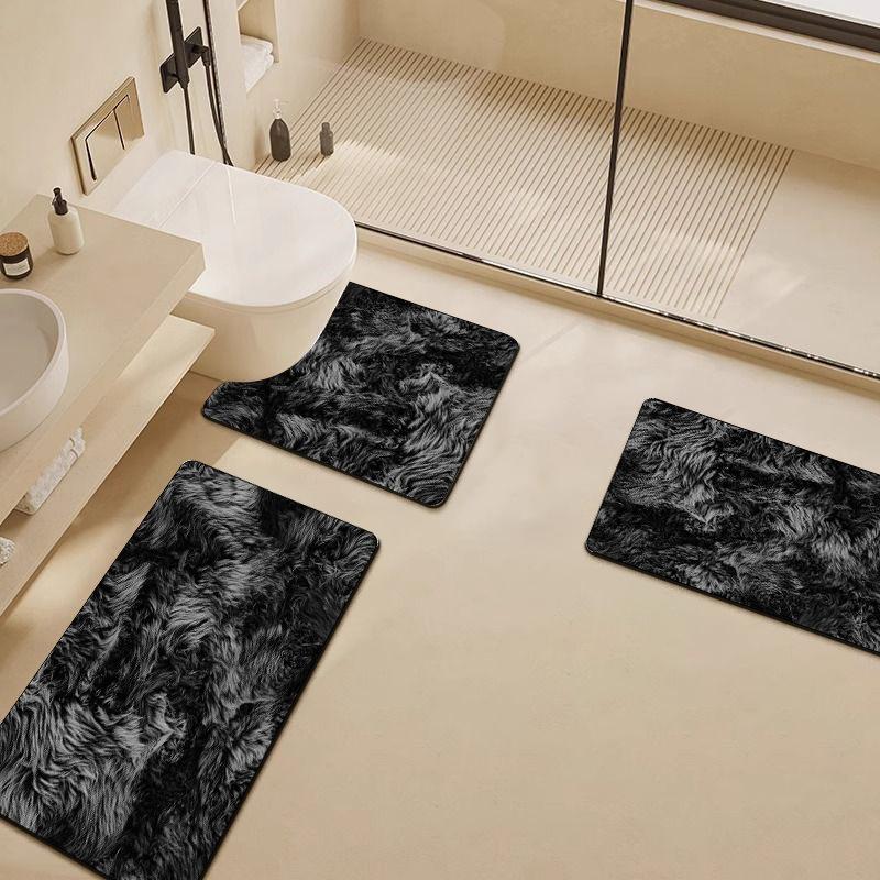 Stone Textured Printed Toilet Cushion Diatom Mud Bathroom Floor Mat Quick Drying Anti Slip Shower Pad Modern Home Decoration Bathroom Accessories