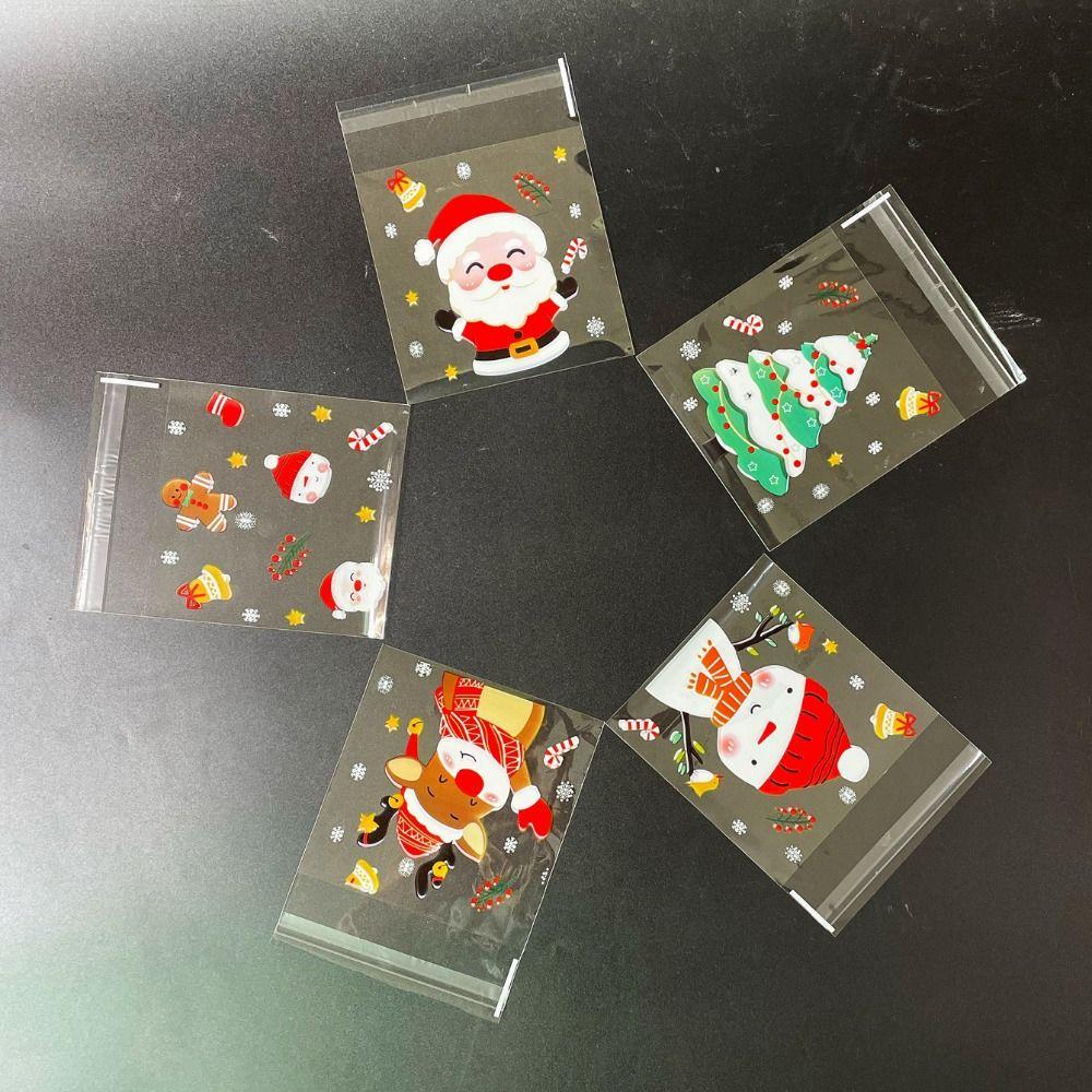 Self-Sealing Opp Candy Pouches Santa Claus Cookie Packaging Bag Christmas Treat Bags  Holiday Gift