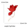 Red Rose Flower Brooch Pin Vintage Gold Tone Jewelry Crystal Rhinestone Brooches