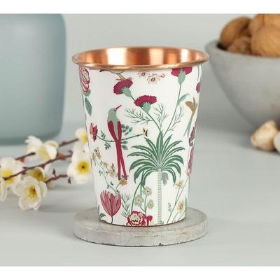 Grey Floral Galore Copper Tumbler | for Drinking Serving Water | Dining Essential Tableware | Reusable and Durable | 400 mL
