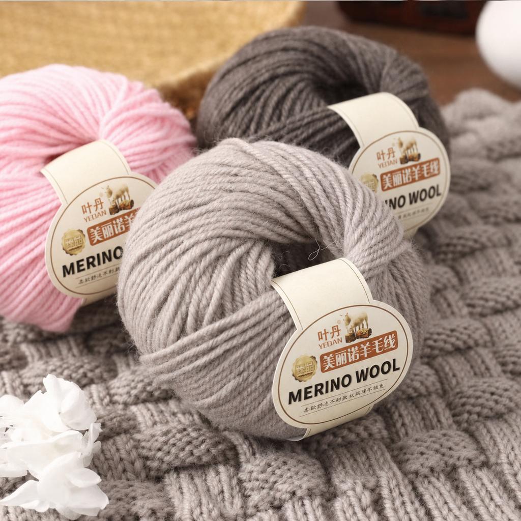 Merino Wool Yarn 3 Strand Medium Fine Hand Knitting Thread For Sweaters Hats Scarves DIY Crochet Craft Needlework Supplies And Handmade Projects