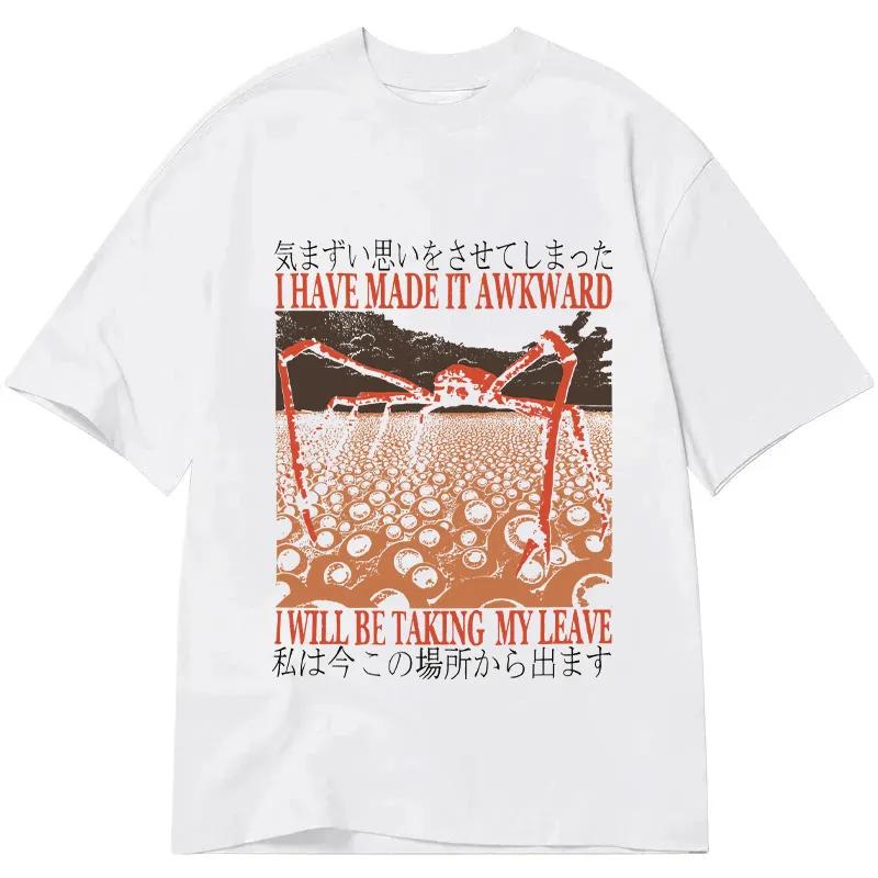 Crab Art Tshirt Unisex Unisex Weirdcore Horror Graphic Print Oversized Casual Streetwear Short Sleeve Tee Tops