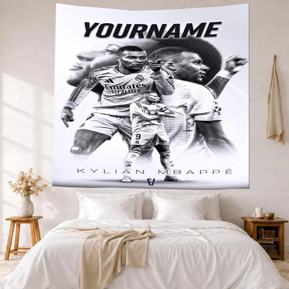 Mbappe Custom Your Name Wall Decor Tapestry Art For Pet Memorial Birthdaywedding Party Backdrop Family Gift