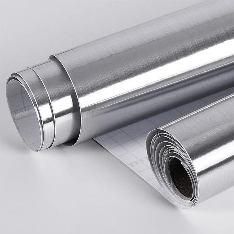 

Металлическая наклейка на стену 40 см, матовое серебро, для гостиной, кухни, холодильника, столешницы, самоклеящиеся обои, водонепроницаемая нержавеющая сталь 40cmX5m