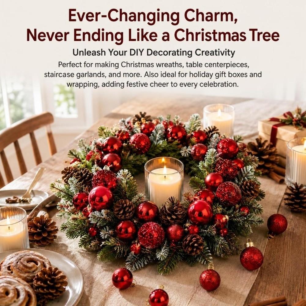 24Pcs Glitter Christmas Baubles Plastic Christmas Tree Pendant Home Garden Decoration