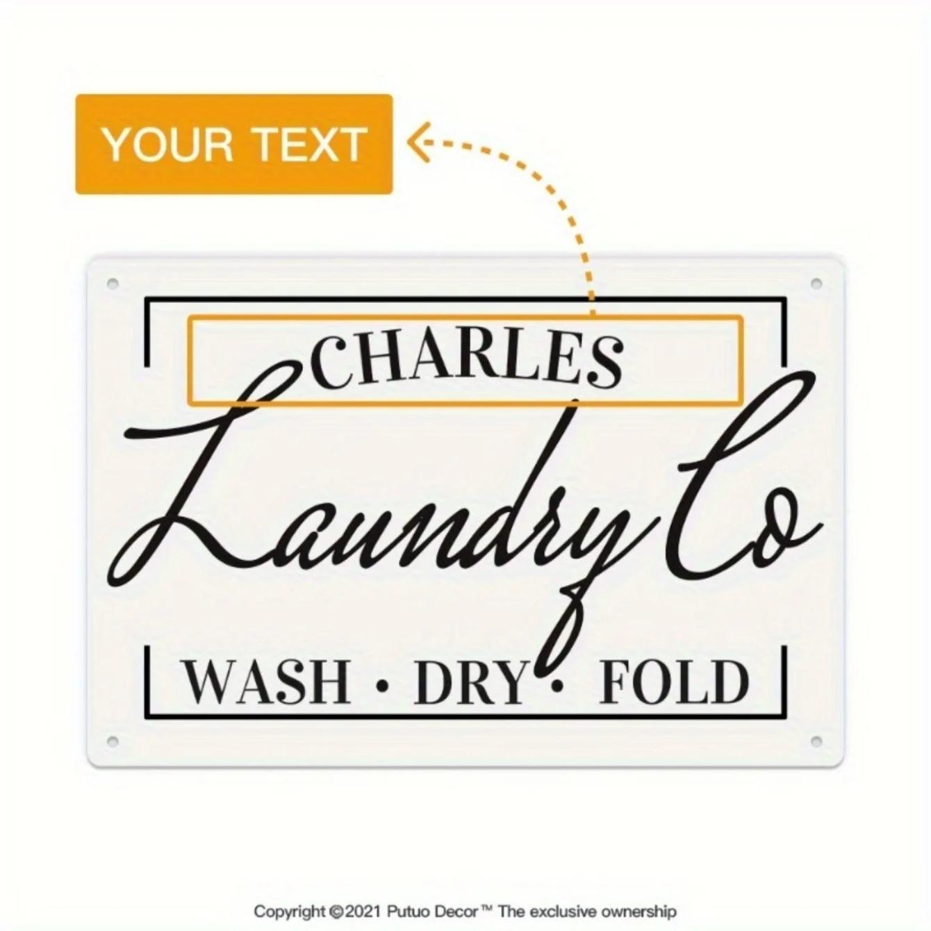 Personalized Farmhouse Tin Sign Custom Name Aluminum Wall Decor Laundry Room Metal Art Us Ideal Gift белый