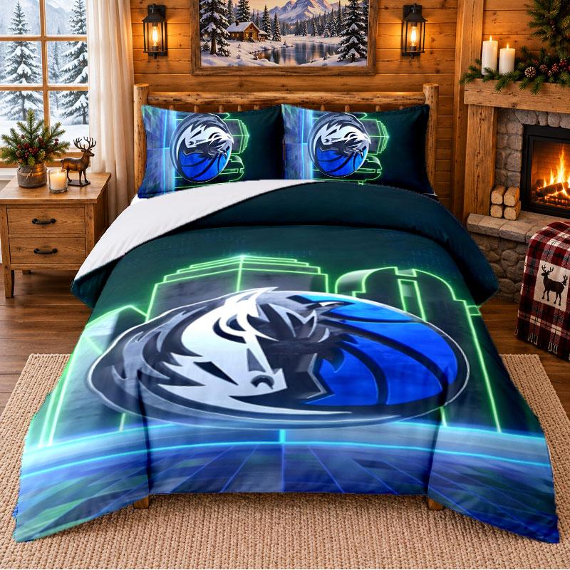 Dallas Mavericks Pattern Bedding 3Pcs Set Bed Sheet And Pillowcases For Indoor Bedroom
