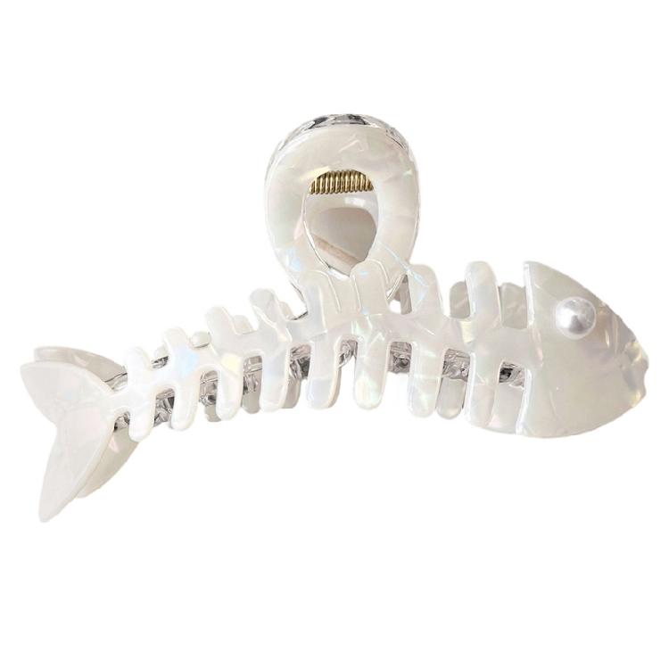 Nacreous Fish Bone Hair Clip Slip Resistant Design Lightweight Hairpin For Women Girls Soft Feel Wear