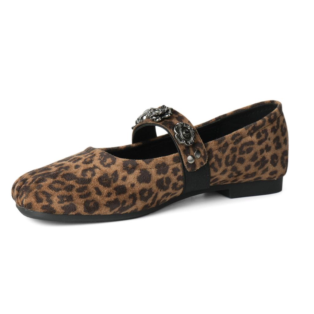 New Women Flat Shoes Leopard Print Suede Casual Boat Shoes Girl Slip-on Loafers
