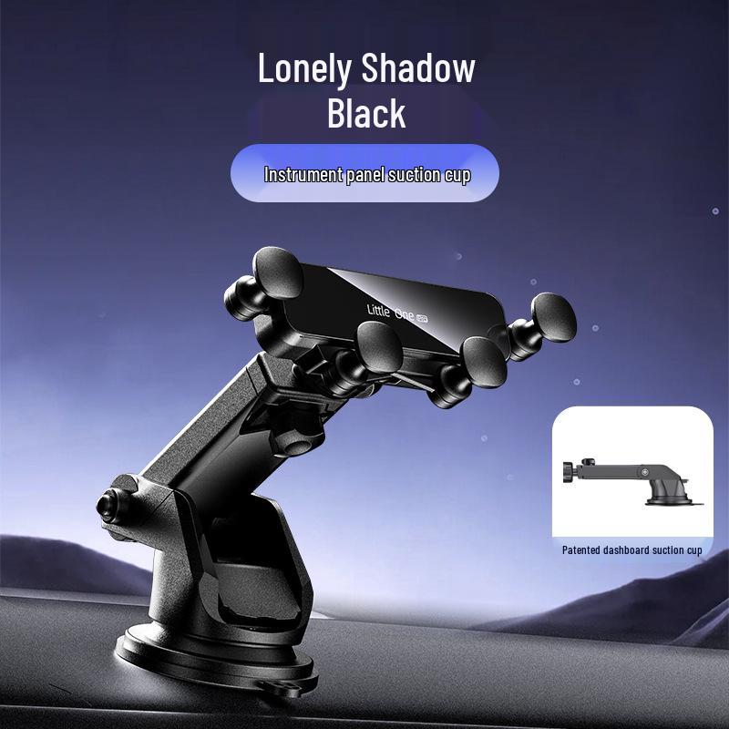 Universal Car Phone Holder with Air Vent Gravity Linkage and Dashboard Suction Cup