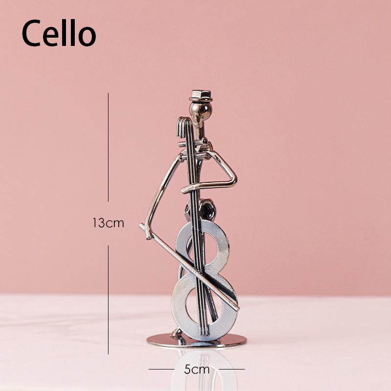 Retro Ironwork Band Ornament Metal Electroplating Mini Music Minimalist Guitar Violin Decoration Handicraft Classical Gift