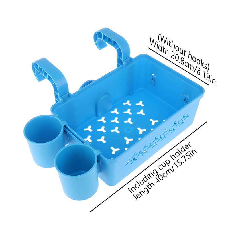 Poolside Storage Baskets With Cup Holders Fit 3-Inch Or Smaller Top Rails Pool Hanging Basket For Above Ground Pool
