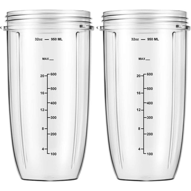 Replacement Parts 32oz Blender Cups (2 Packs) Replacement Blender Cups Compatible with NutriBullet 600w and 900w Blender