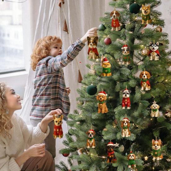 Dog Advent Calendar 2025 24 Days Christmas Countdown Calendar with Acrylic Animal Pendant 24 Dog Breeds Surprise Gift for Dog Lovers