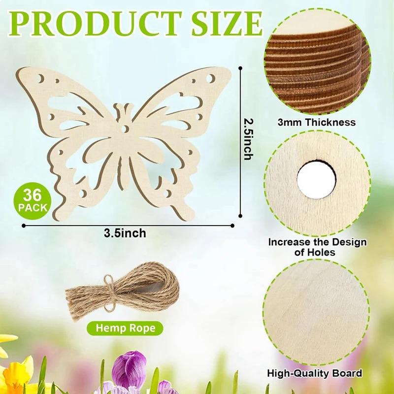Wooden Butterfly Decorations, 8-Piece Set, Handcrafted, Hollow, Unfinished Graffiti DIY Crafts, 8 Artistic Styles, Hanging Paint