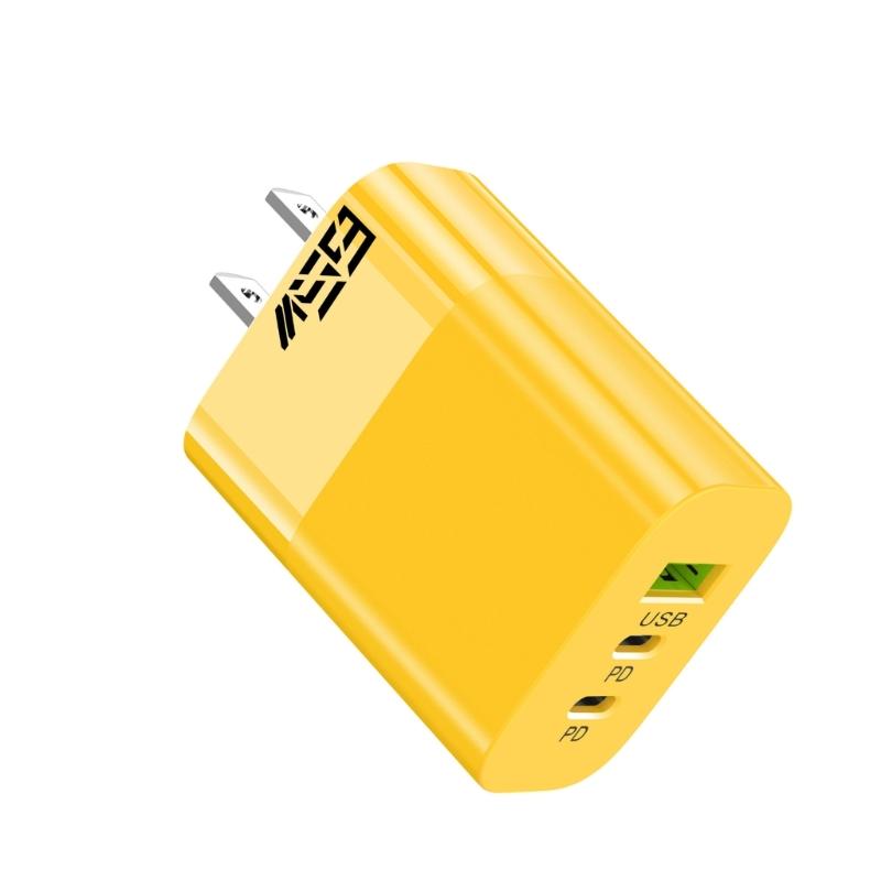 Fast Speed 65W Power Delivery Charger Head With Double Type C+USB A Port Lightweight Travel Friendly Adapter