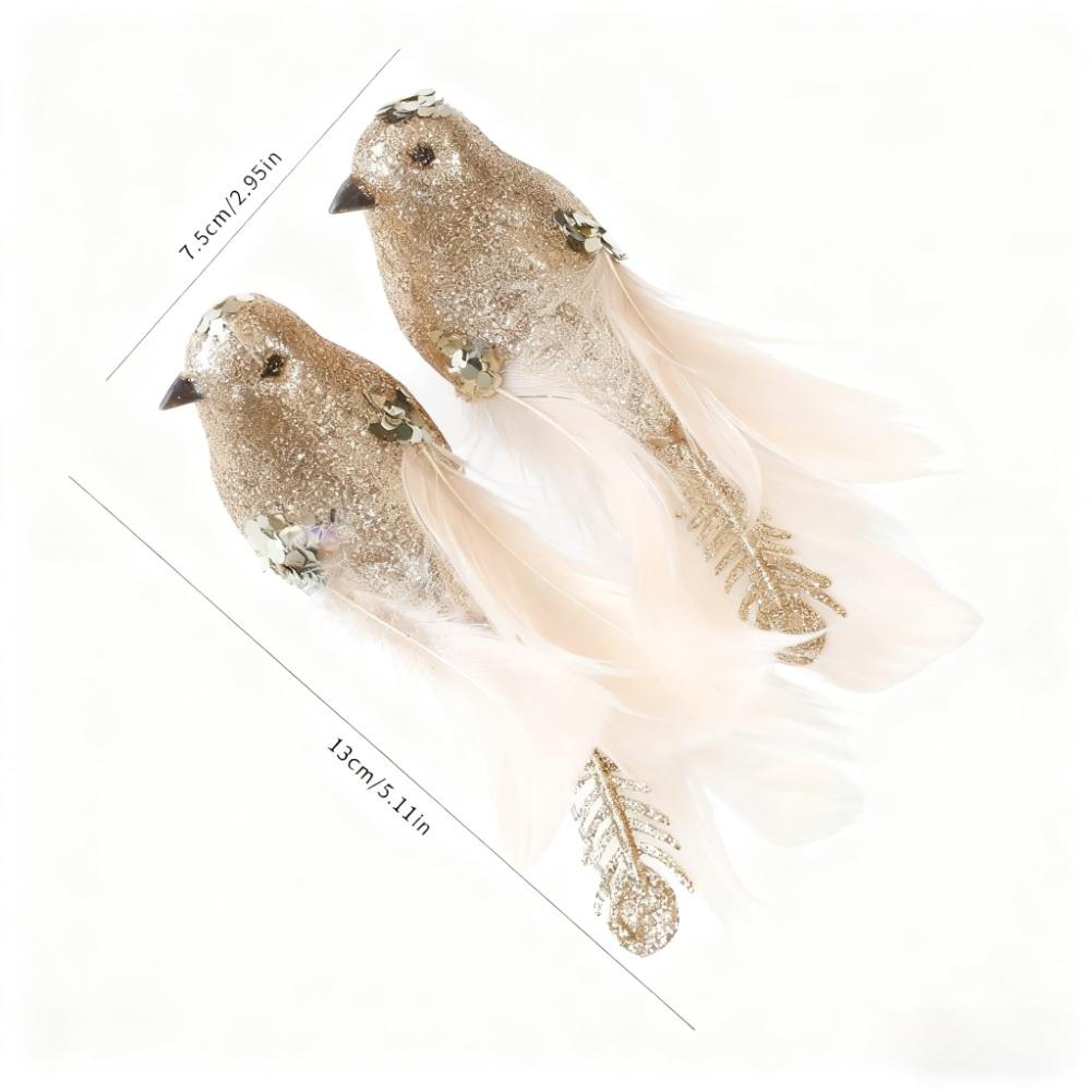 Foam Christmas Tree Ornament Bird Pair Red White Decorations For Garden Glitter Christmas Birds Artificial Foam