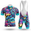 Herren Fahrradanzug Kurzarm Set Sommer Sonnenschutz Radsport T-Shirt Schnelltrocknend Radtrikot Radhose mit Trägern