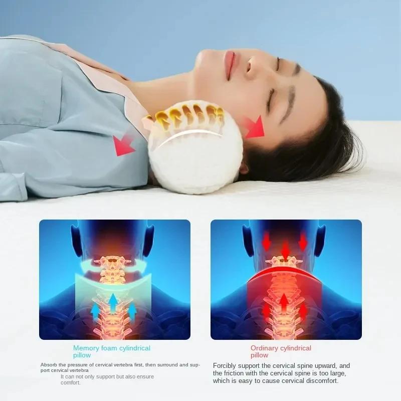 Round Head Pillow Slow Rebound Soft Memory Slepping Pillows Core Cylindrical Pillow, Multifunctional Relax Pillow for Leg Waist