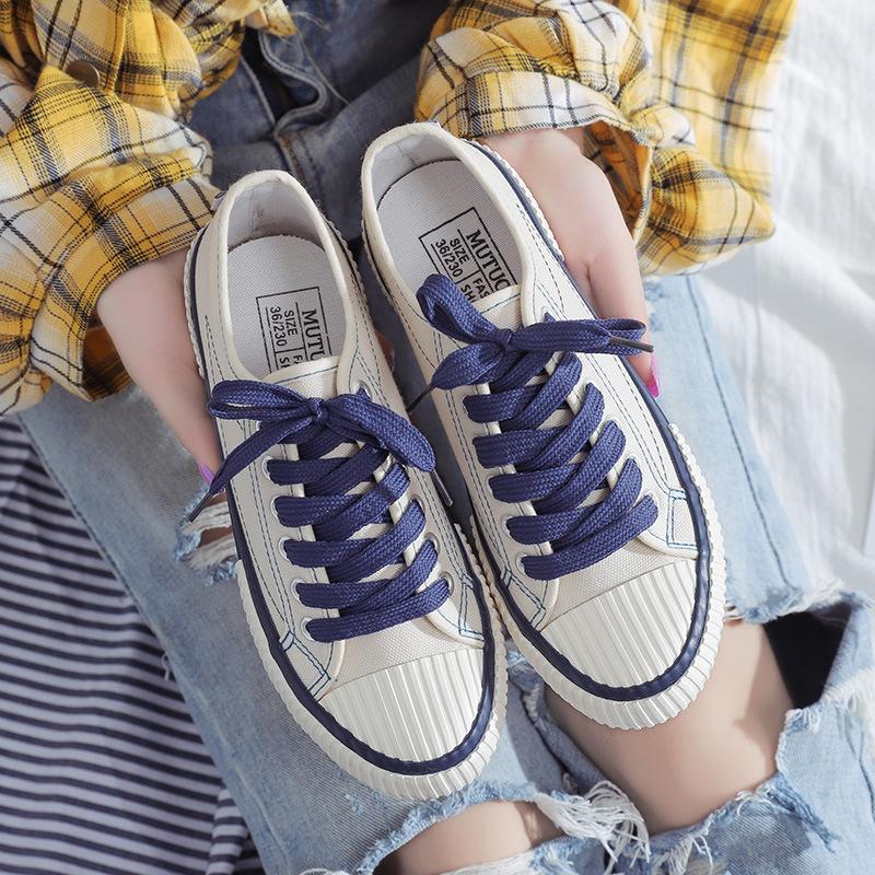 

Модные женские весенние низкие кеды из ткани Biscuit Canvas - кроссовки Student Board в корейском стиле F110 39 грязно-белый