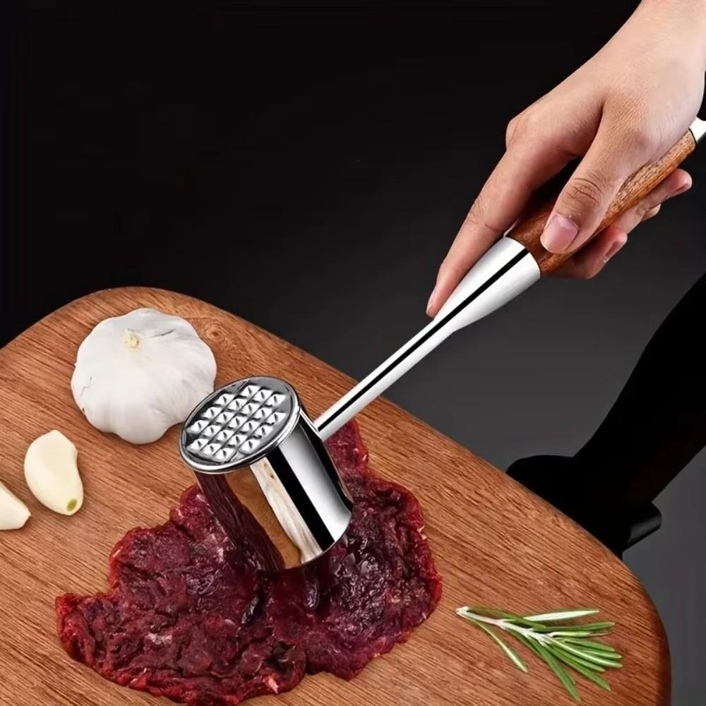 Double-side Meat Hammer Stainless Steel Steak Mallet Kitchen Beef Hitting Tool Meat Preparation