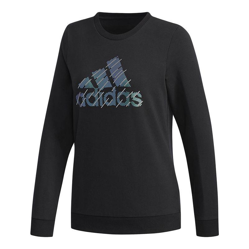 Adidas Crew Big Boss Knitted Letter Pullover Long Sleeve Sweatshirt Women Sweatshirt Black DT2381