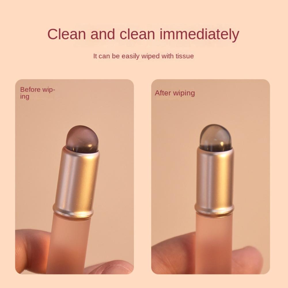 Soft Round Head Lip Brush with Protect Cap Multi Functional Lipstick Smudge Brush Dustproof Silicone Fingertips Brush