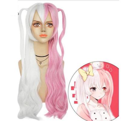Anime Game Danganronpa Monomi Women Long Wig Cosplay Costume Super Dangan Ronpa Heat Resistant Synthetic Hair White Pink Wigs