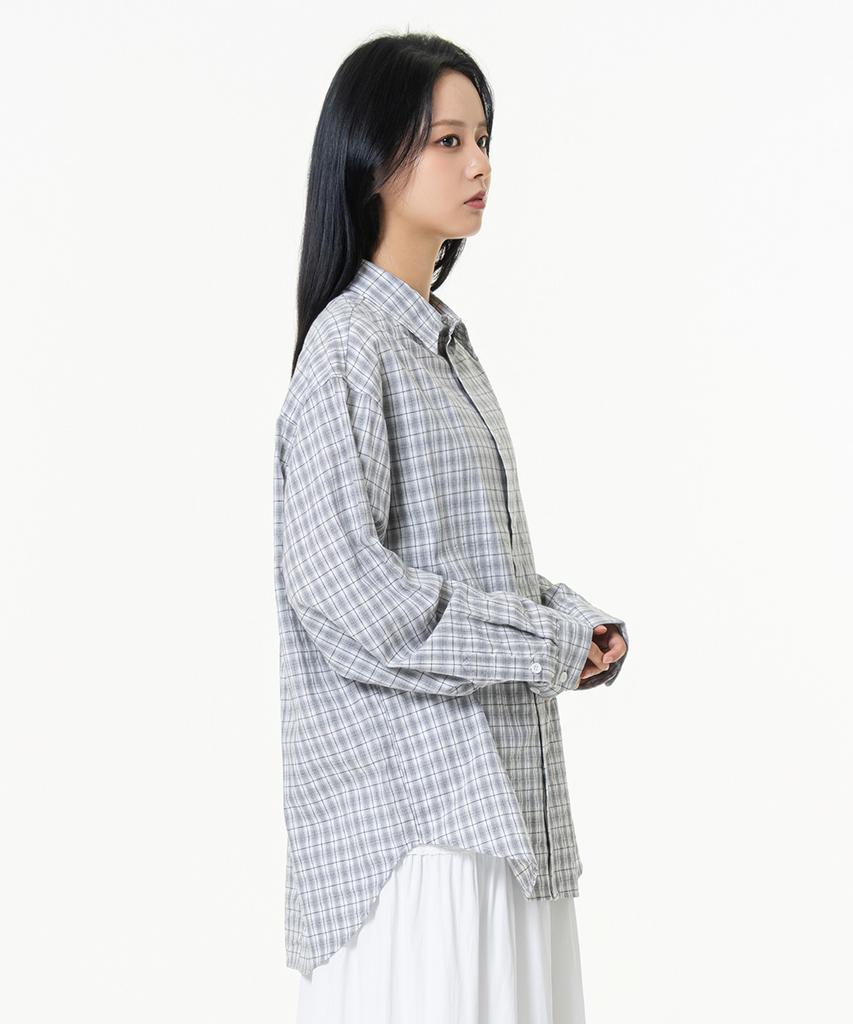 MOZMOZ Soft Basic Light Check Shirt Gray