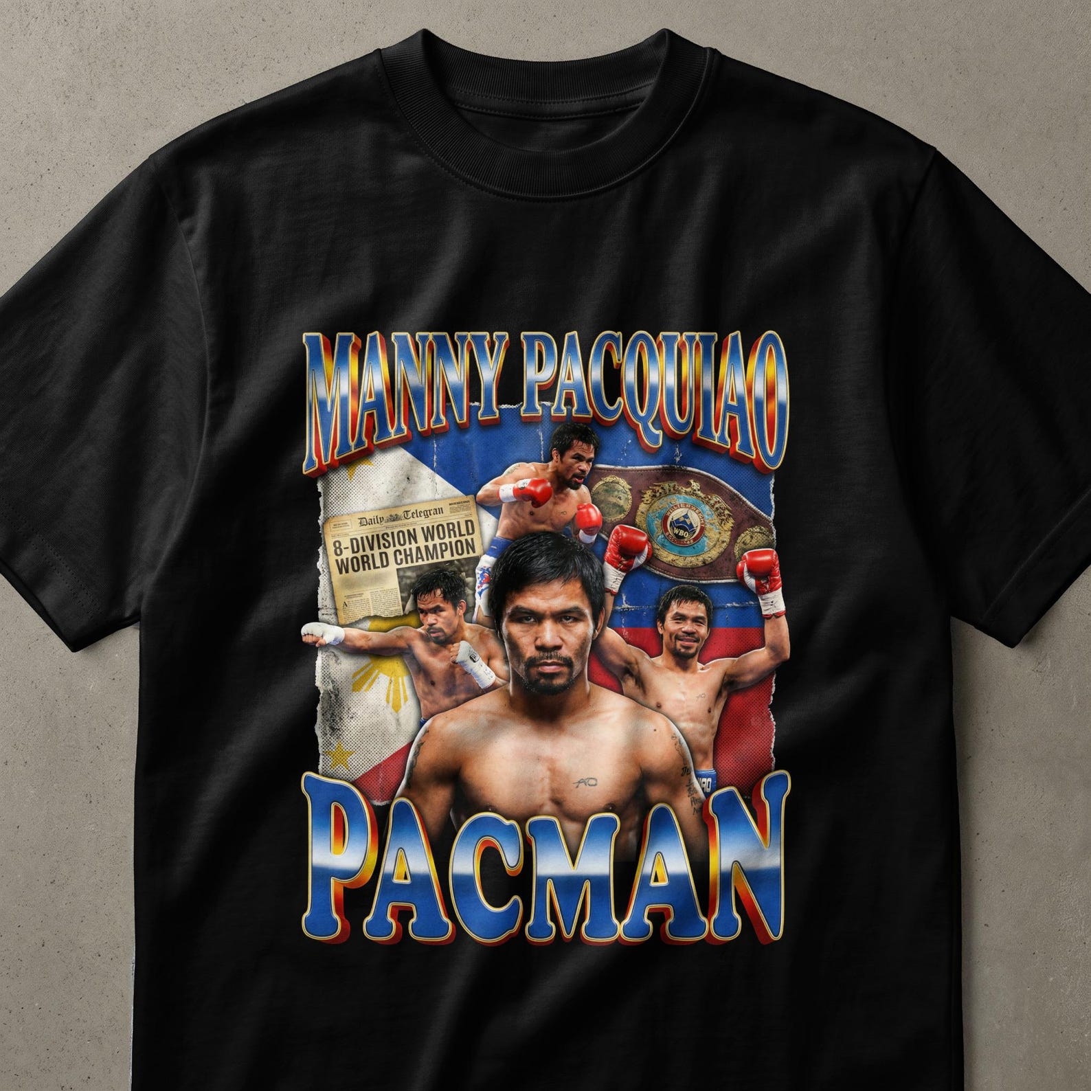 Manny Pacquiao Boxing Legend T-Shirt, Pacman World Champion Boxer Tee, Filipino Pride Sports Fan Gift, Vintage Boxing Apparel M