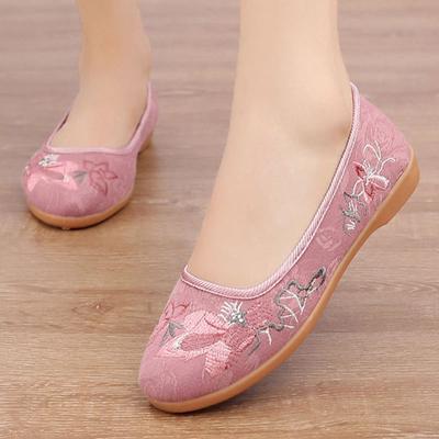 Fashion Rubber Sole Old Beijing Cloth Shoes Mother Shoes National Soft Bottom Women's Shoes Work Shoes Breathable Embroidered Shoes F76