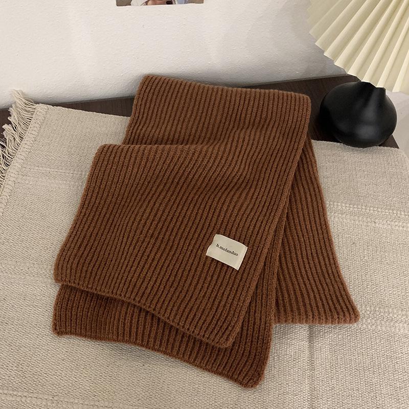 Korean-Style Houndstooth Knitted Round Neck Scarf - Warm, Versatile, Trendy Autumn/Winter Accessory