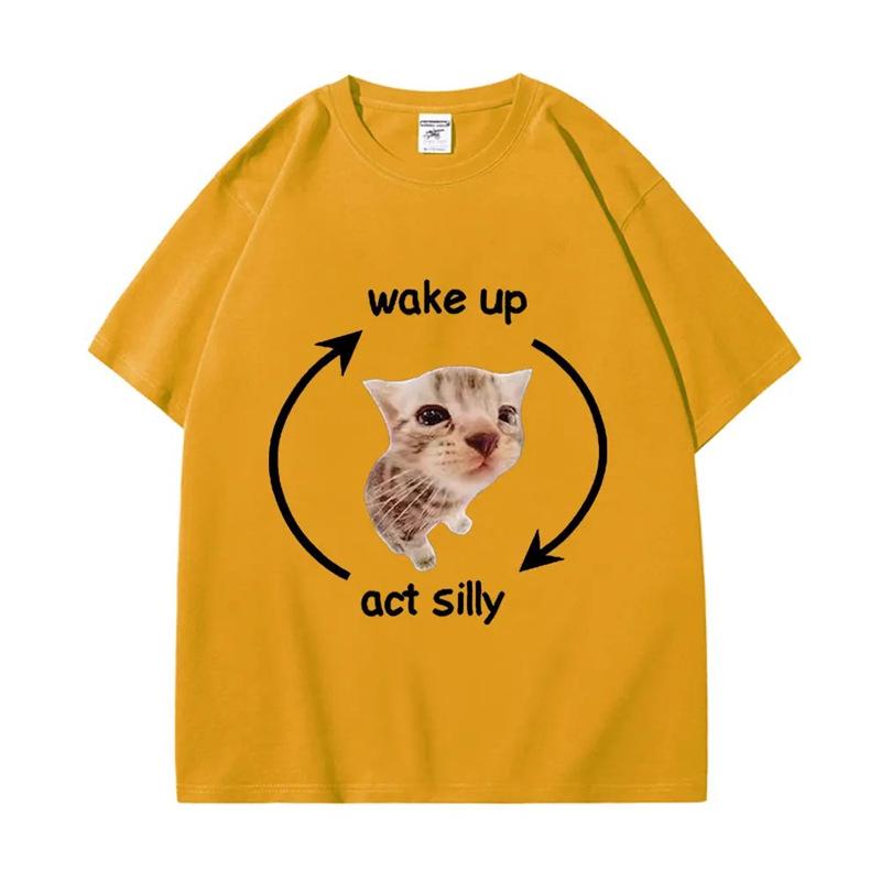 Wake Up & Act Silly: Crying Banana Cat Meme T-shirt