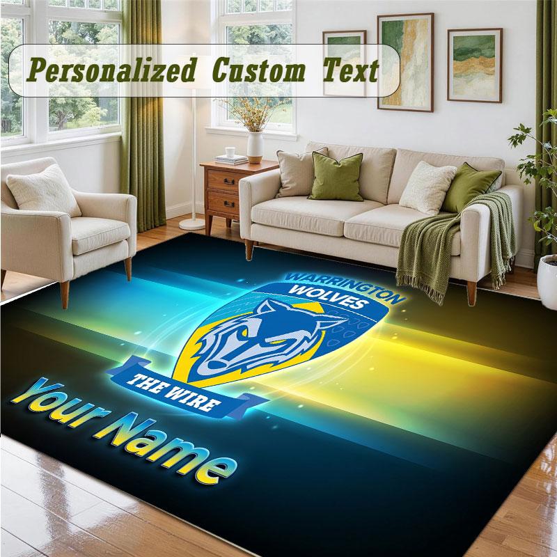 Crystal Velvet Square Rug Custom NameWarrington Wolves FC Pattern Non Slip Home Floor Decor Rug