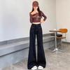 Retro Weitbeinige High Waist Jeans Damen Dünn Locker Fallend Nicht Anliegend Bein Mikro Schleppe Bodenhose Retro Streetstyle Baggy Lange Jeans für Damen