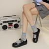 French red round head shallow mouth inner height-increasing single shoes women's 2025 new summer retro versatile soft-soled Mary Jane shoes