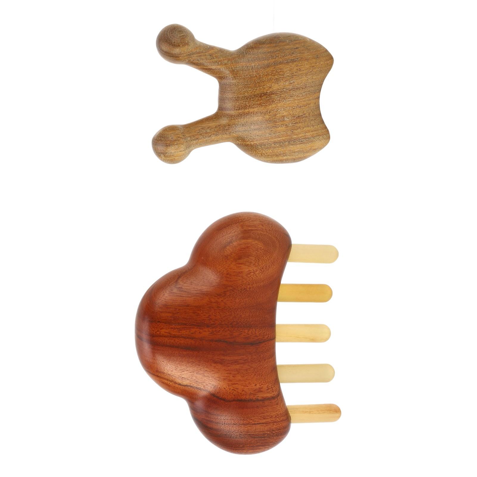 

Деревянный массажный набор для снятия стресса, расческа из сандалового дерева и скребок для носа из розового дерева, инструмент гуаша