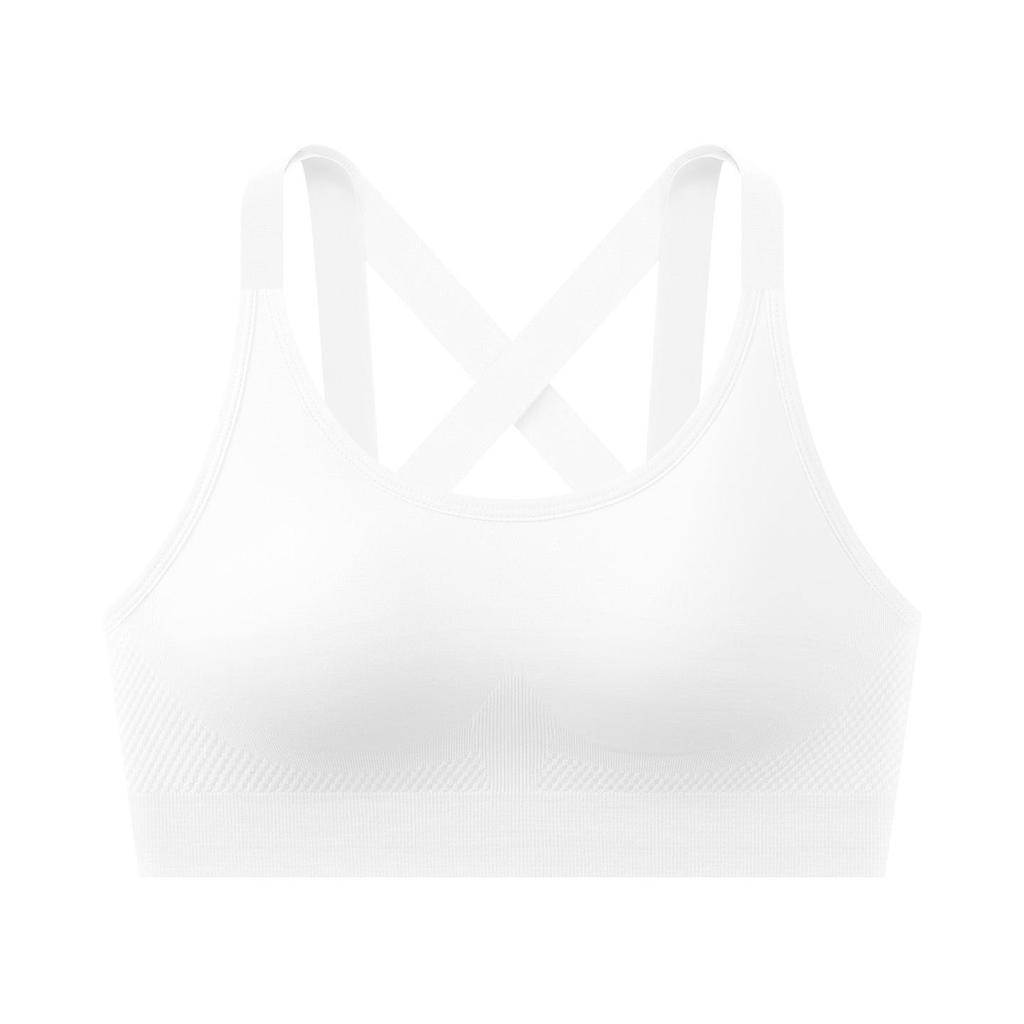Strappy Cross Back Color Block Push-Up Sports Bra - Wire-Free, Breathable for Yoga & Running