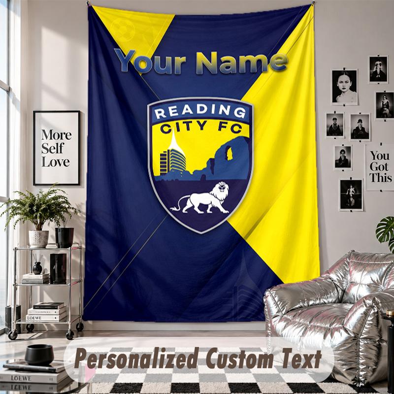 Wall Hanging Tapestry With Custom Name & Text, Reading FC Decorative Tapestry For Bedroom