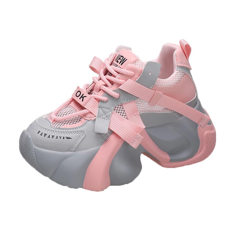 Fashion New Fashion Summer Women's Platform Sneakers Thick Bottom Breathable Mesh Casual Shoes 7.5CM High Heel Sports Dad Shoes Woman