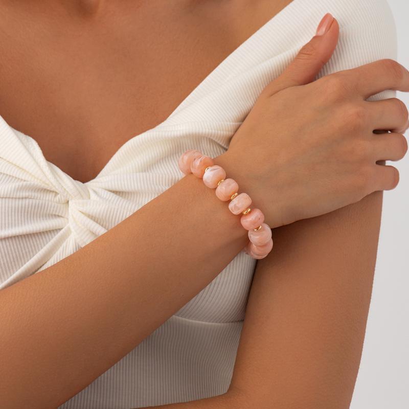 Trendy Y2K Aesthetic Smudge Resin Bead Chain Necklace Lightweight for Women Summer Beach Wear Jewelry Gift