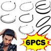6pcs Fashion Metal Hair Band for Men Women Unisex Black Wavy Hair Head Hoop Band Sports Headband Hairband Hair Accessories Gifts