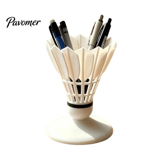 Gift for Badminton Players 3D Printed Pen Holder, Creative Shuttlecock Shape Desk Organizer Desktop Stationery Pencils Markers, Large Capacity