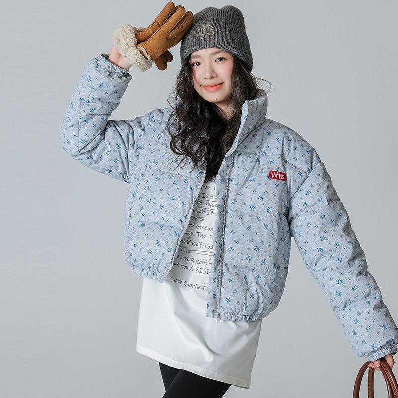Short down cotton clothes fashionable fake two pieces student thickened versatile loose and thin bread clothes jacket women